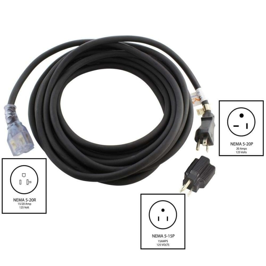 General Purpose Cords * | Ac Works 25 Ft. 15/20 Amp 12/3 Household Outdoor Extension Cord