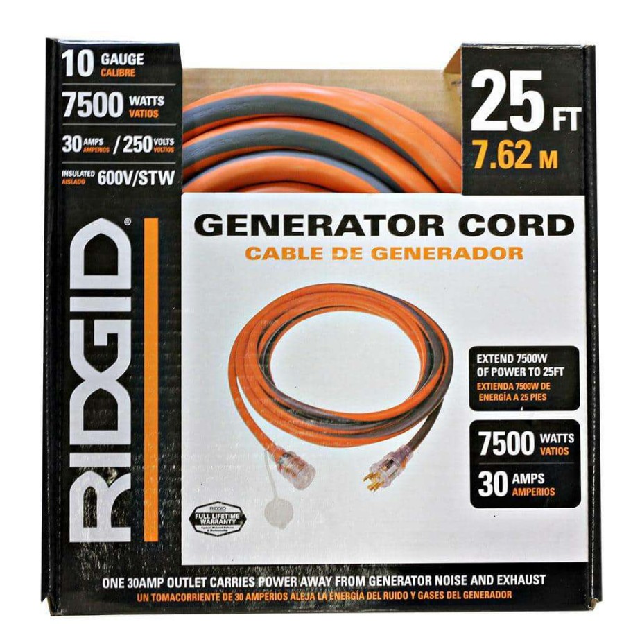 General Purpose Cords * | Ridgid 25 Ft. 10/4 L14-30 Extension Cord