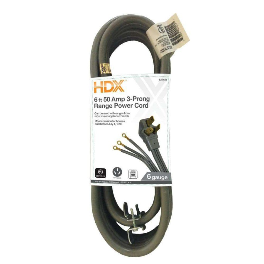 Appliance Extension Cords * | Hdx 6 Ft. 50 Amp 3-Prong Range Power Cord