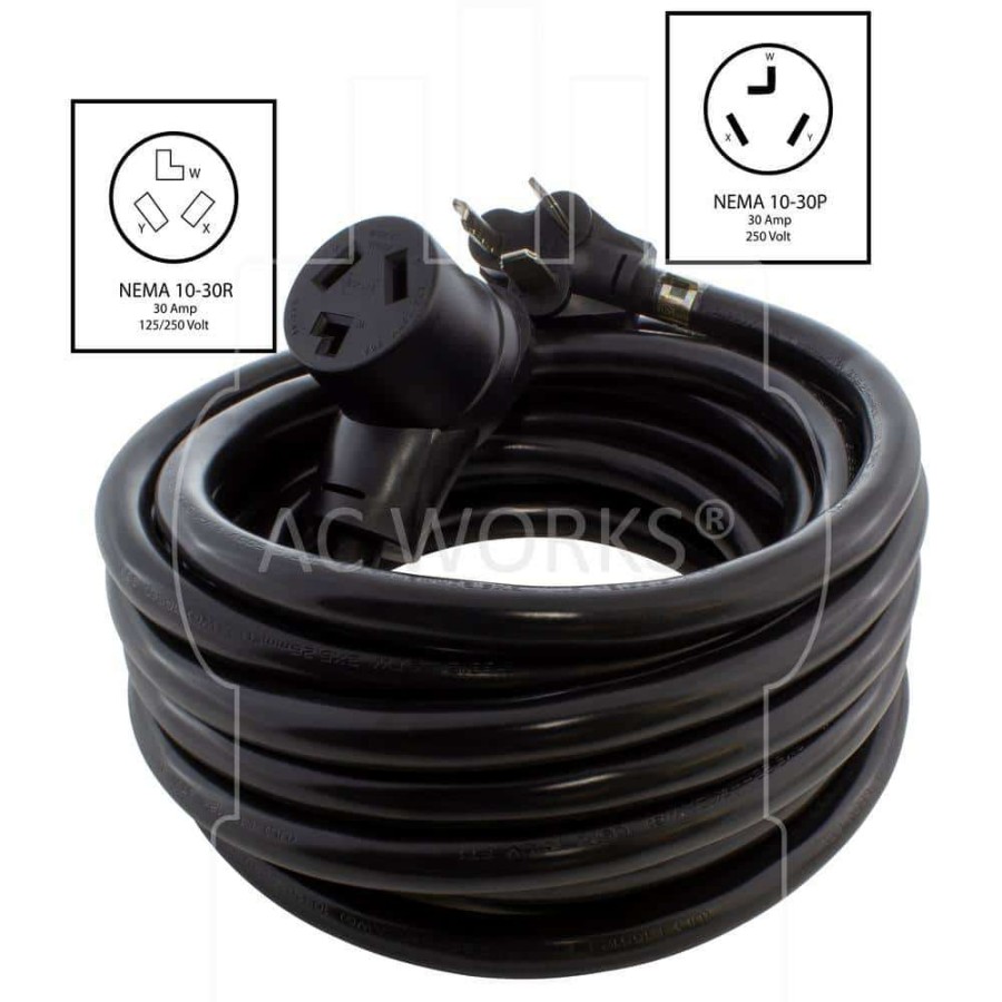 General Purpose Cords * | Ac Works 25 Ft. Stw 10/3 30 Amp 3-Prong Dryer Heavy Duty Thick Extension Cord