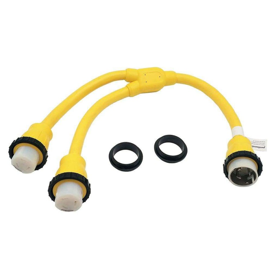 Rv & Marine Cords * | Parkworld 3 Ft. 6/4 4-Wire Marine Shore Power 50 Amp 125/250-Volt Y Adapter Cord Nema Ss2-50P To (2)Ss2-50R Receptacle Yellow