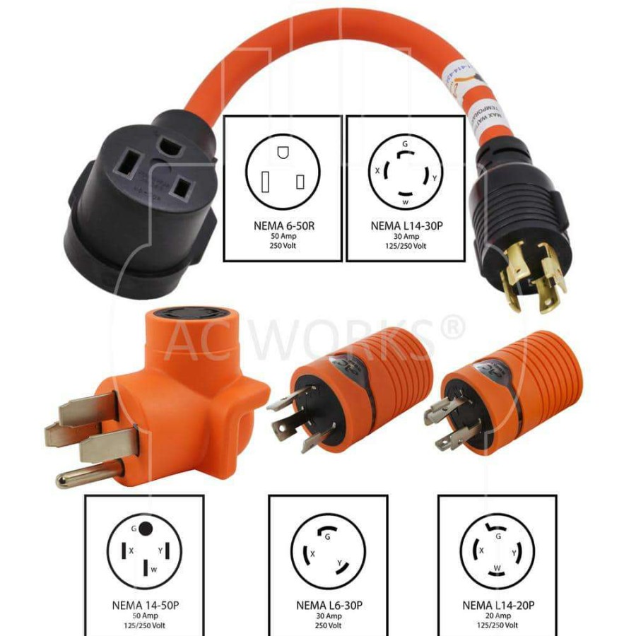 Extension Cord Accessories * | Ac Works Nema 6-50 Welder Adapter Kit For Various Outlets