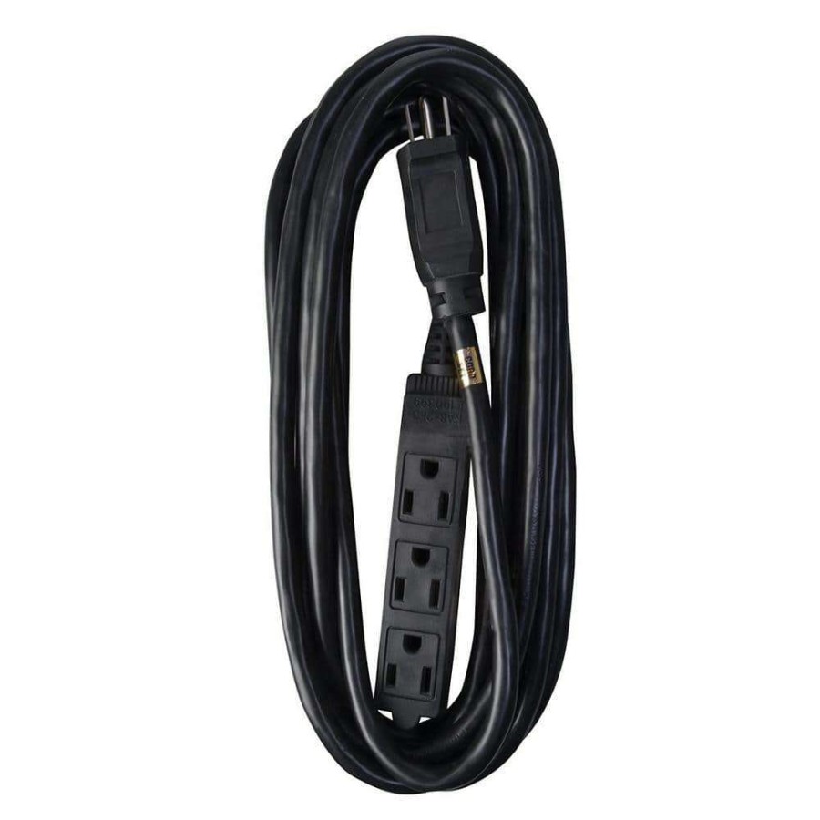 General Purpose Cords * | Southwire 15 Ft. 14/3 Sjtw Trinector Vinyl Outdoor Medium-Duty Extension Cord, Black