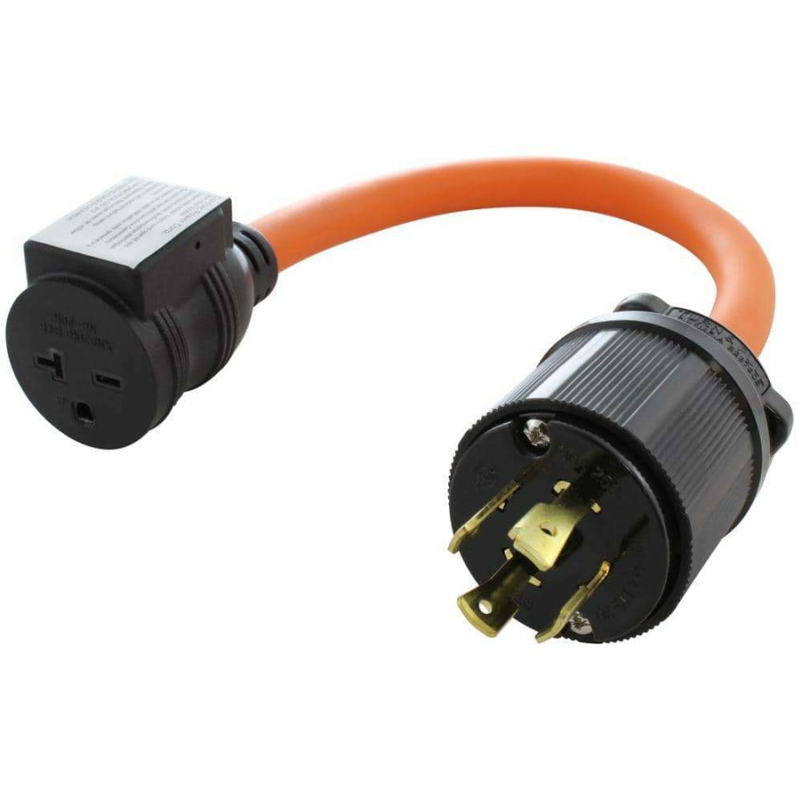 Extension Cord Accessories * | Ac Works 1.5 Ft. 30-Amp 250-Volt 3-Phase L15-30P Locking Plug To 6-15/20 Outlet With 20 Amp Breaker