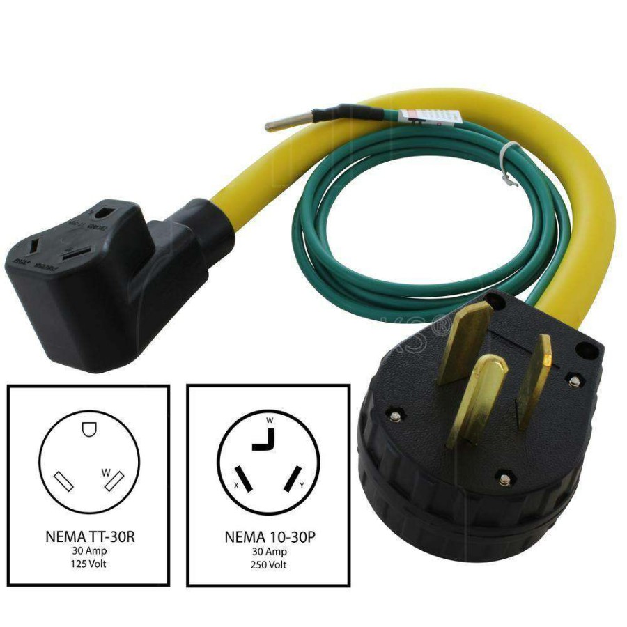 Extension Cord Accessories * | Ac Works 1.5 Ft. 10P To 30P 30 Amp Old Dryer Plug To 30 Amp Rv Adapter