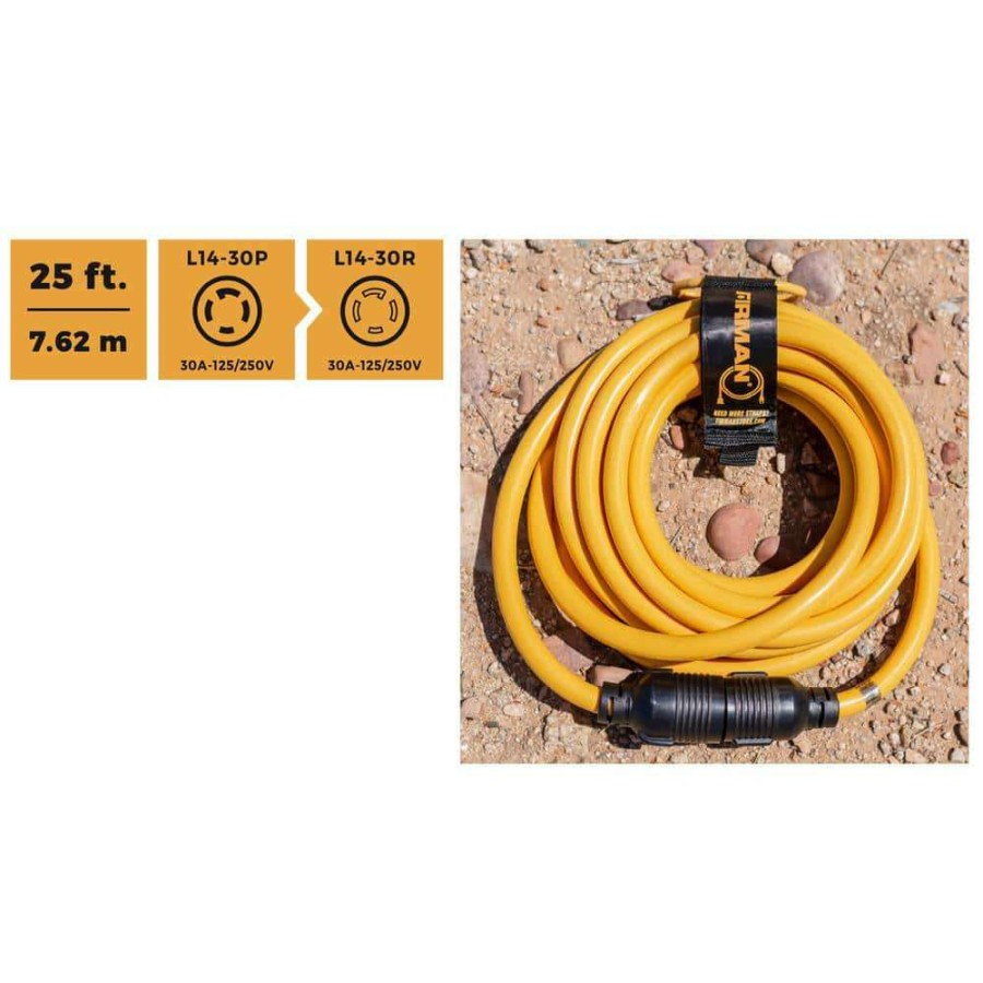 Generator Parts * | Firman 25 Ft. 30 Amp 125-Volt/250-Volt L14-30P To L14-30R Generator Power Extension Cord With Storage Strap