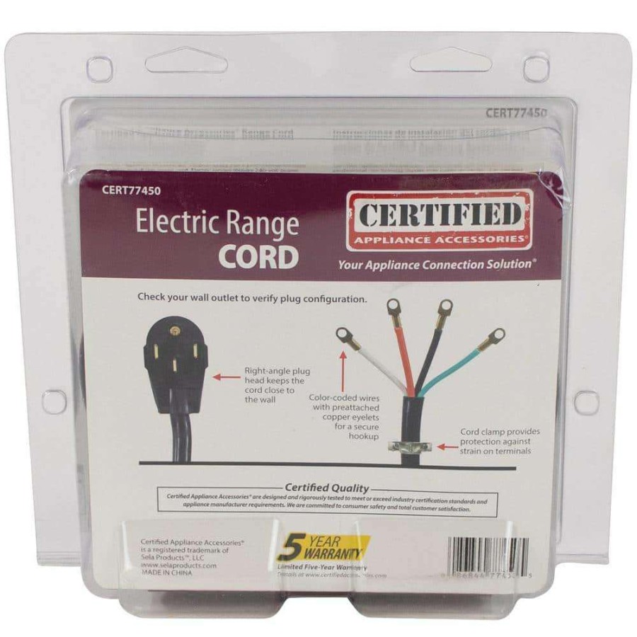 Appliance Extension Cords * | Certified Appliance Accessories 4 Ft. 10/4 4-Wire Eyelet 40-Amp Range Cord