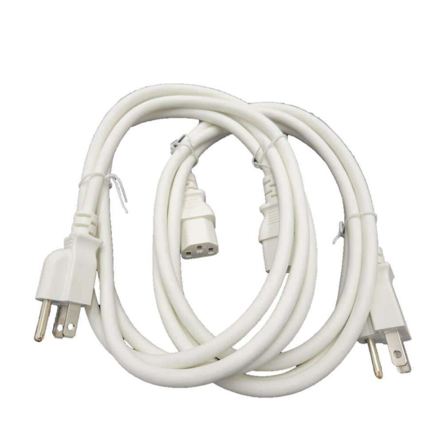 Appliance Extension Cords * | Micro Connectors, Inc 6 Ft. 18Awg/3-Conductors White Universal Ac Power Cord (Nema 5-15P To C13) (2-Pack)