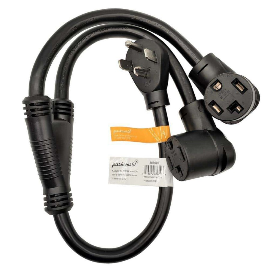 Appliance Extension Cords * | Parkworld 3 Ft. 10/4 4-Wire Dryer 30 Amp 4-Prong Y Adapter Cord Nema 14-30P Plug To (2) 14-30R Receptacle