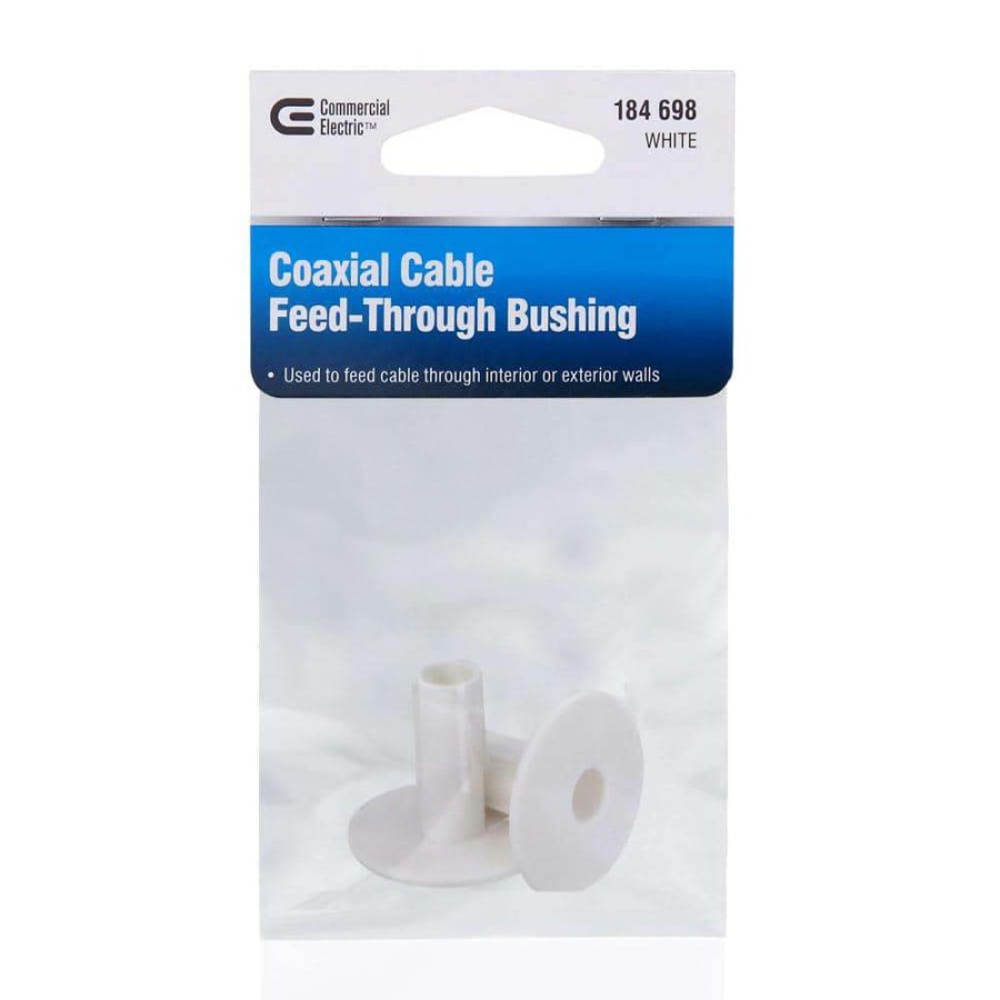 Extension Cord Accessories * | Commercial Electric Coaxial Cable Feed-Through Bushing, White