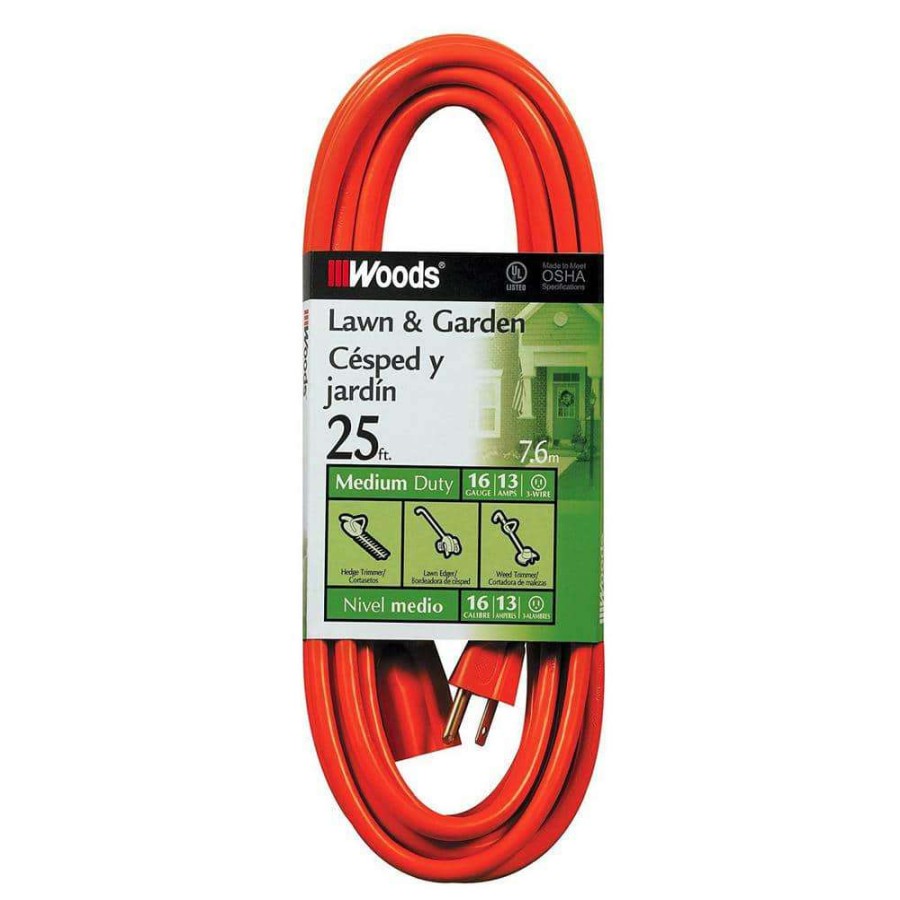 General Purpose Cords * | Woods 25 Ft. 16/3 Sjtw Outdoor Medium-Duty Extension Cord, Orange