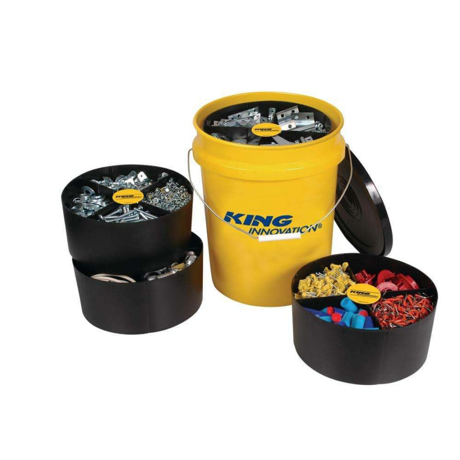 Extension Cord Accessories * | King Innovation Contractor Storage Organizer Pail With Lid And Trays