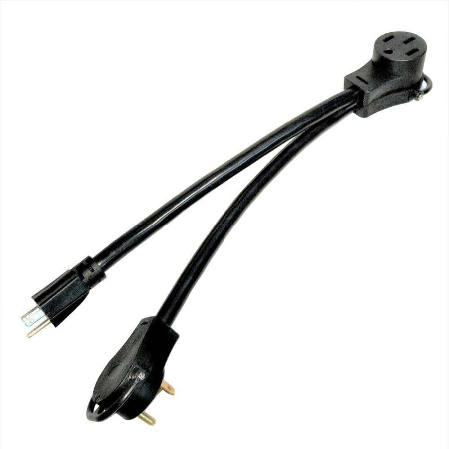 Rv & Marine Cords * | Parkworld 1.5 Ft. 10/3 3-Wire Rv V-Adapter Cord Nema 5-15P Plug And Tt-30P Plug To 14-50R Receptacle V Splitter Cord