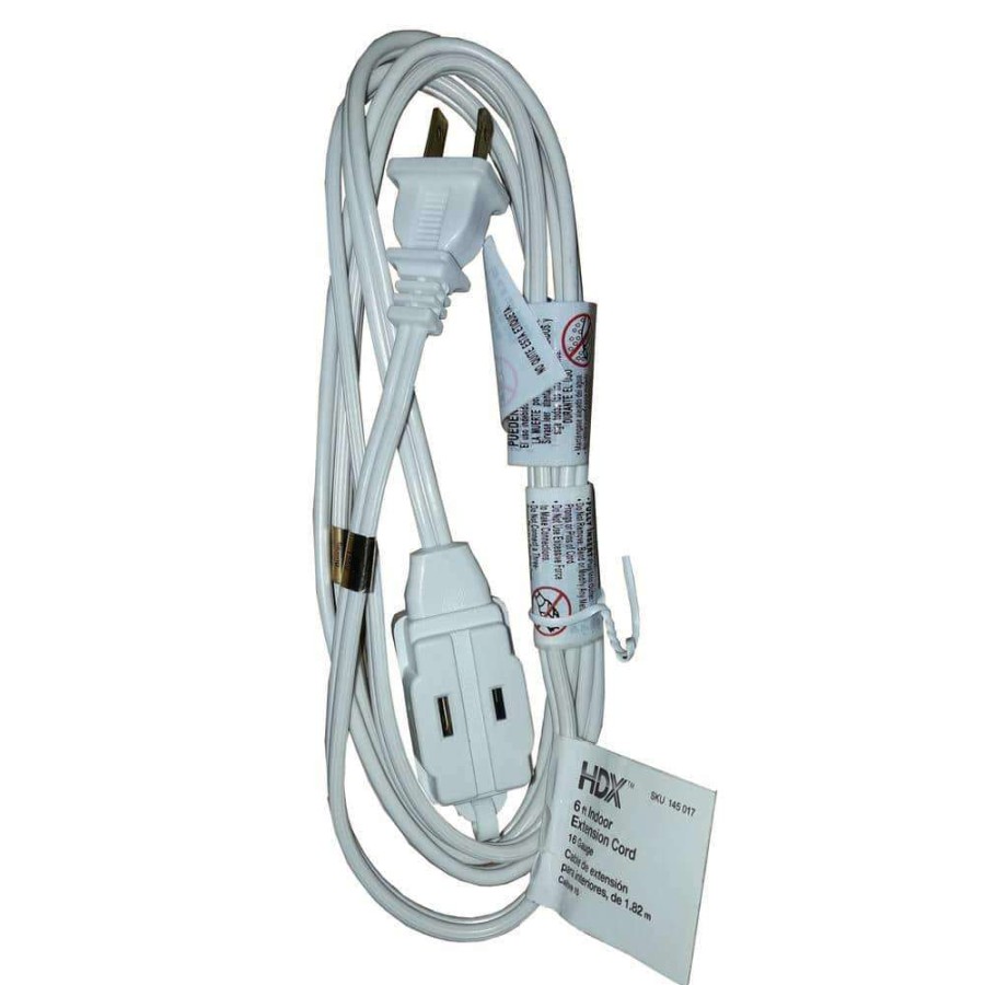 General Purpose Cords * | Hdx 6 Ft. 16/2 Indoor Cube Tap Extension Cord, White