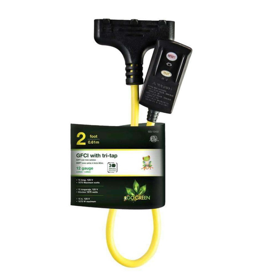 Gfci Plugs * | Power By Go Green 2 Ft. Portable Gfci Extension Cord