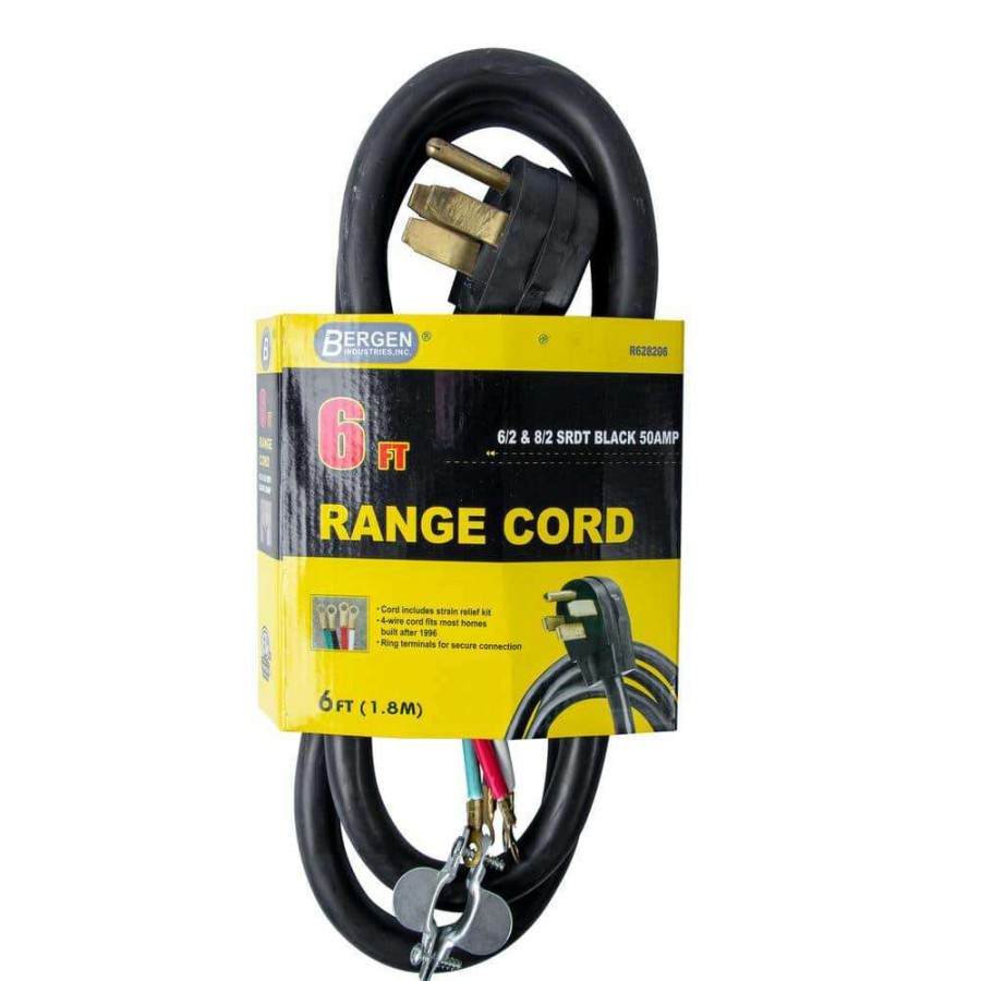 Appliance Extension Cords * | Bergen Industries 6 Ft. 4-Wire Oven Range Replacement Power Cord Black