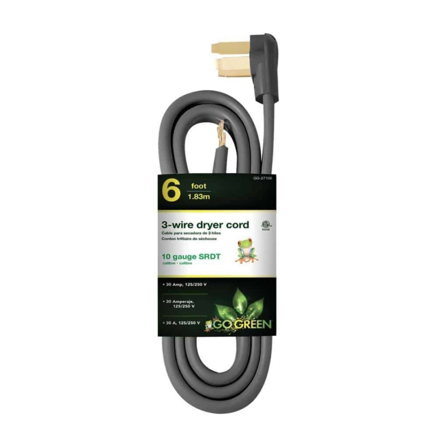 Appliance Extension Cords * | Power By Go Green 6 Ft. 10-Gauge Srdt Dryer Cord