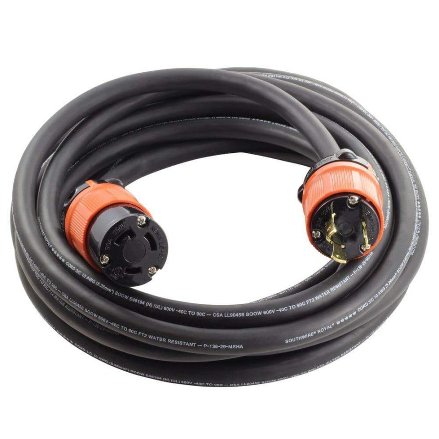 General Purpose Cords * | Ac Works 75 Ft. Soow 10/3 Nema L6-30 30 Amp 250-Volt Rubber Extension Cord