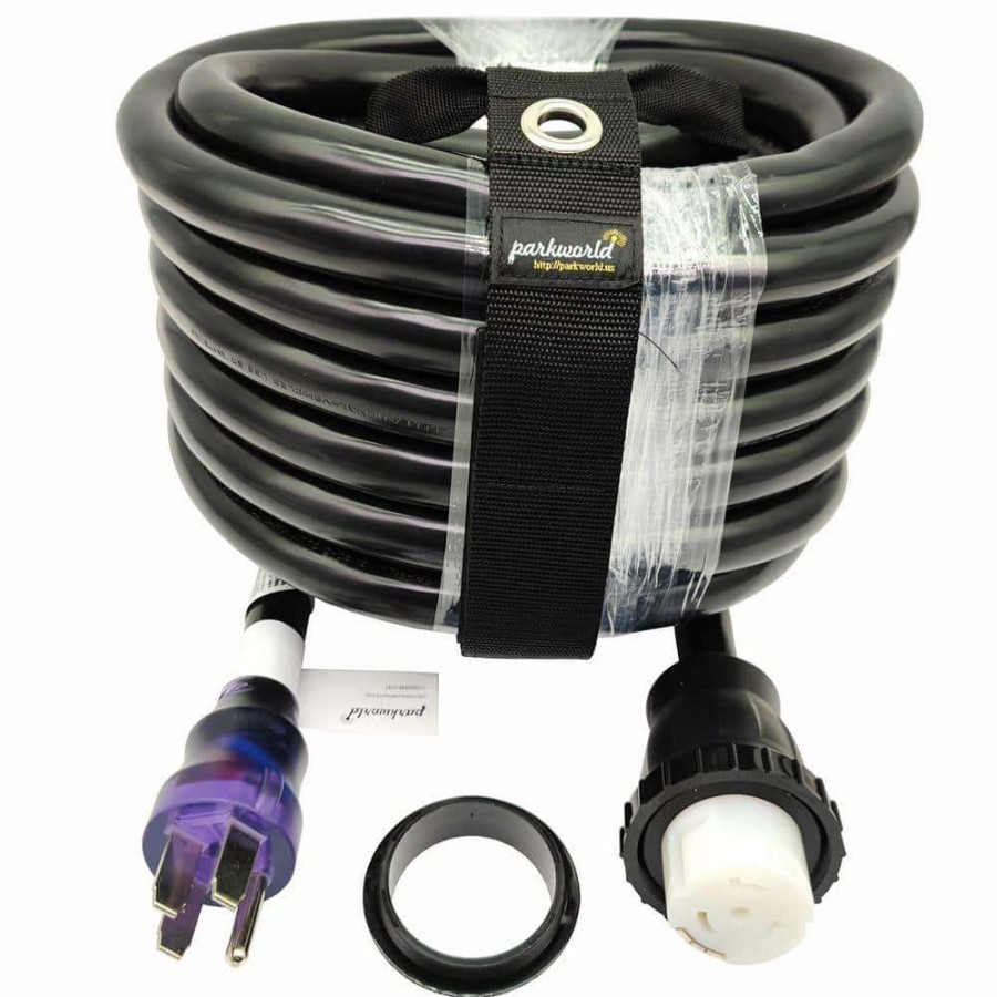 General Purpose Cords * | Parkworld 50 Ft. Stw 6/3+8/1 Rv/Marine 50 Amp 125/250-Volt Nema 14-50P Straight Plug To Twist Lock Ss2-50R Generator Power Cord