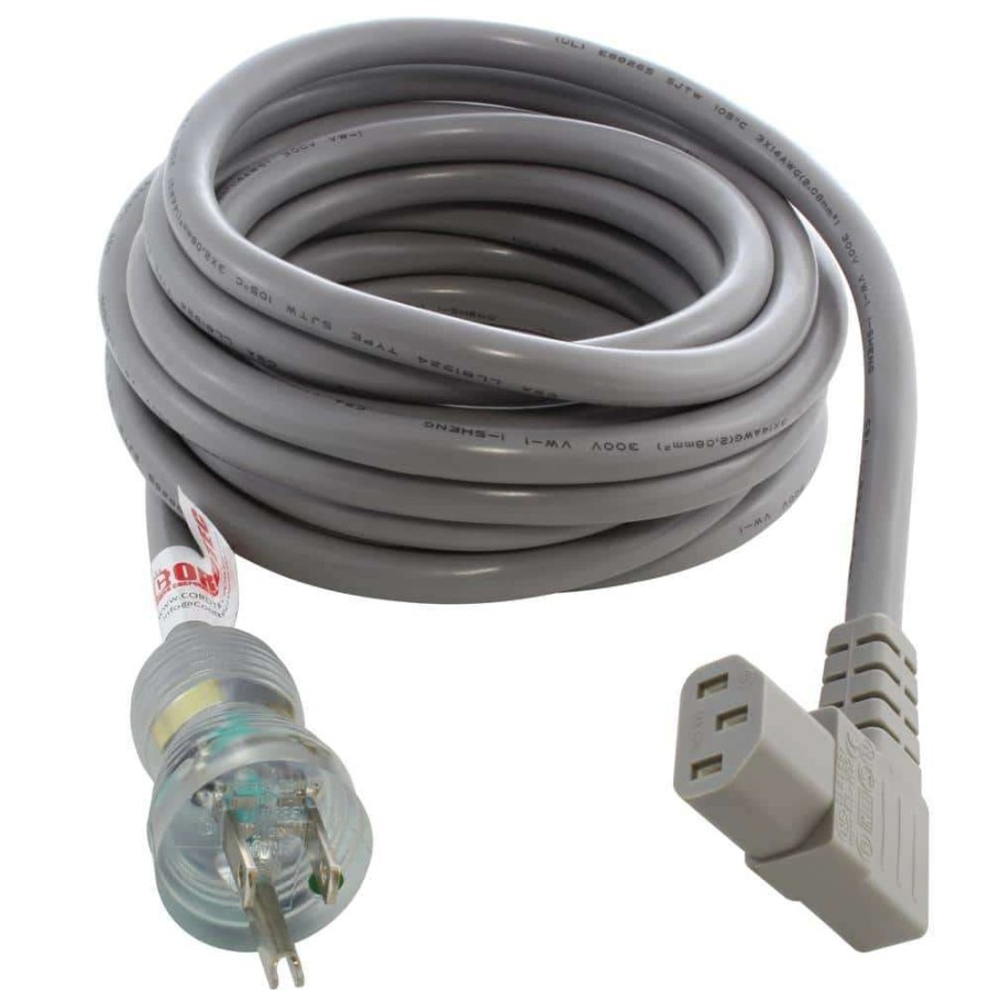 Extension Cord Accessories * | Ac Works 15 Ft. 16/3 13 Amp Medical Grade Power Cord With Right Angle Iec C13 Connector