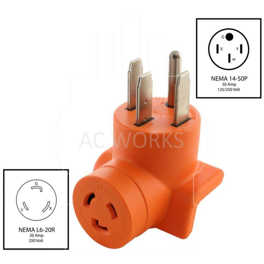 Extension Cord Accessories * | Ac Works Nema L6-20 Adapter Kit For 250-Volt Power Sources