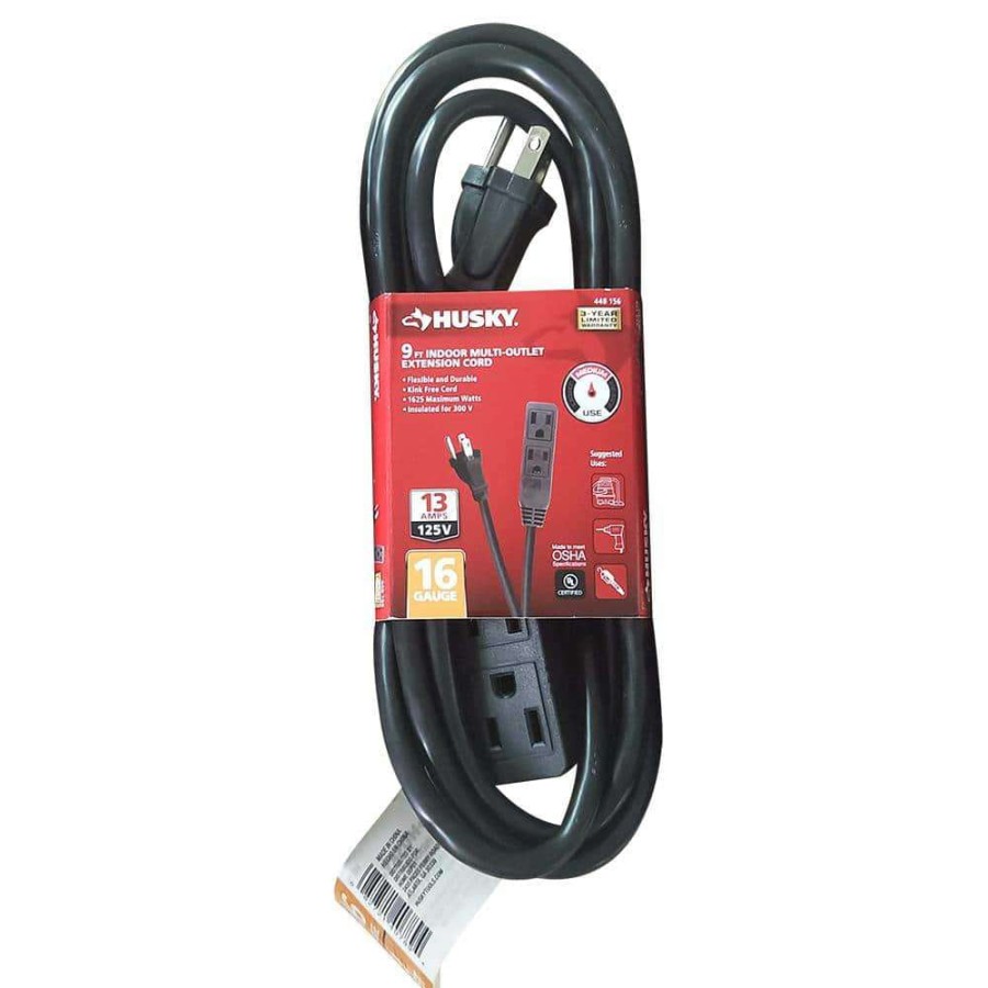 General Purpose Cords * | Husky 9 Ft. 16/3 Black Banana Extension Cord