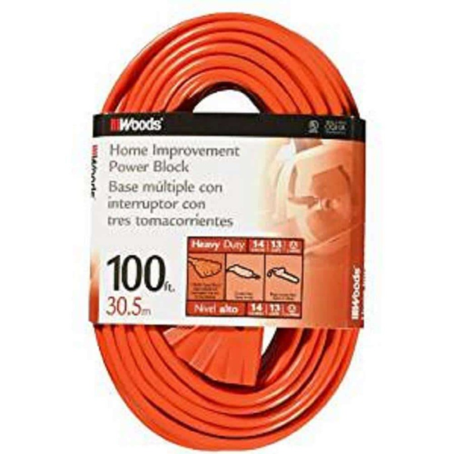 General Purpose Cords * | Woods 100 Ft. 14/3 Sjtw Multi-Outlet (3) Medium-Duty Extension Cord