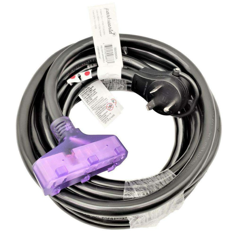 Rv & Marine Cords * | Parkworld 25 Ft. 10/3 Rv 30 Amp 125-Volt 3-Prong Tt-30P Plug To 3X 5-15R Tri-Outlets Adapter Cord (Nema Tt-30P To (3)5-15R)