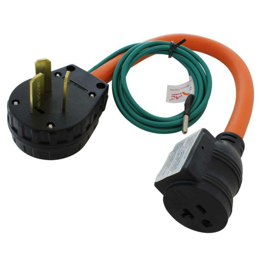 Extension Cord Accessories * | Ac Works 1.5Ft 50A 3-Prong 10-50P Dryer/Range/Welder Plug To Household Outlet With 20A Breaker