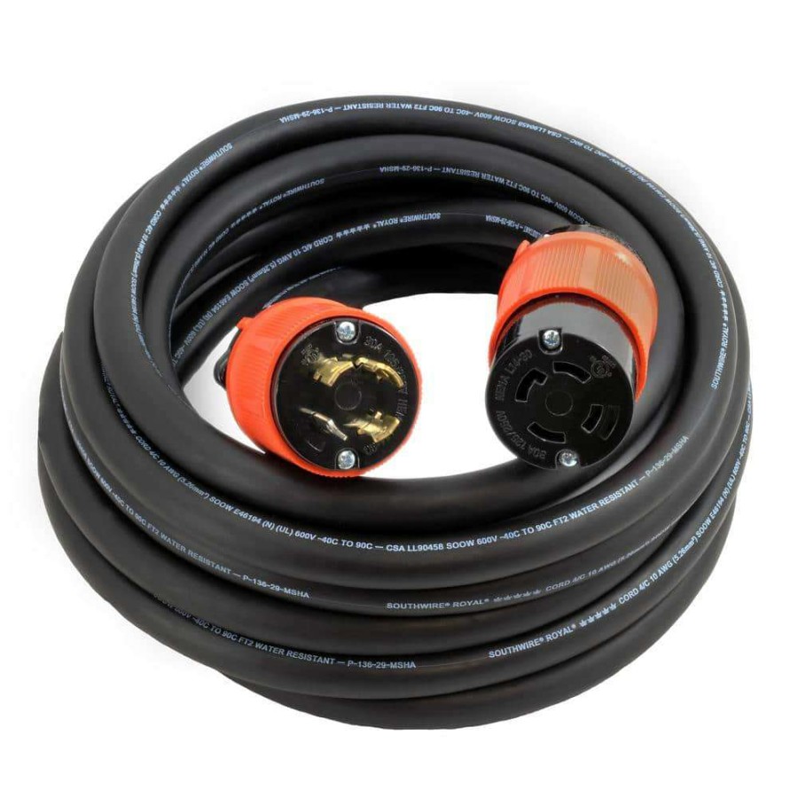 Generator Parts * | Ac Works 50 Ft. 10/4 Soow Nema L14-30 125-Volt/250-Volt 30 Amp Generator Rubber Extension Cord