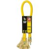 General Purpose Cords * | Yellow Jacket 2 Ft. 12/3 Sjtw Multi-Outlet (3) Outdoor Heavy-Duty Contractor Adapter Extension Cord With Power Light Block