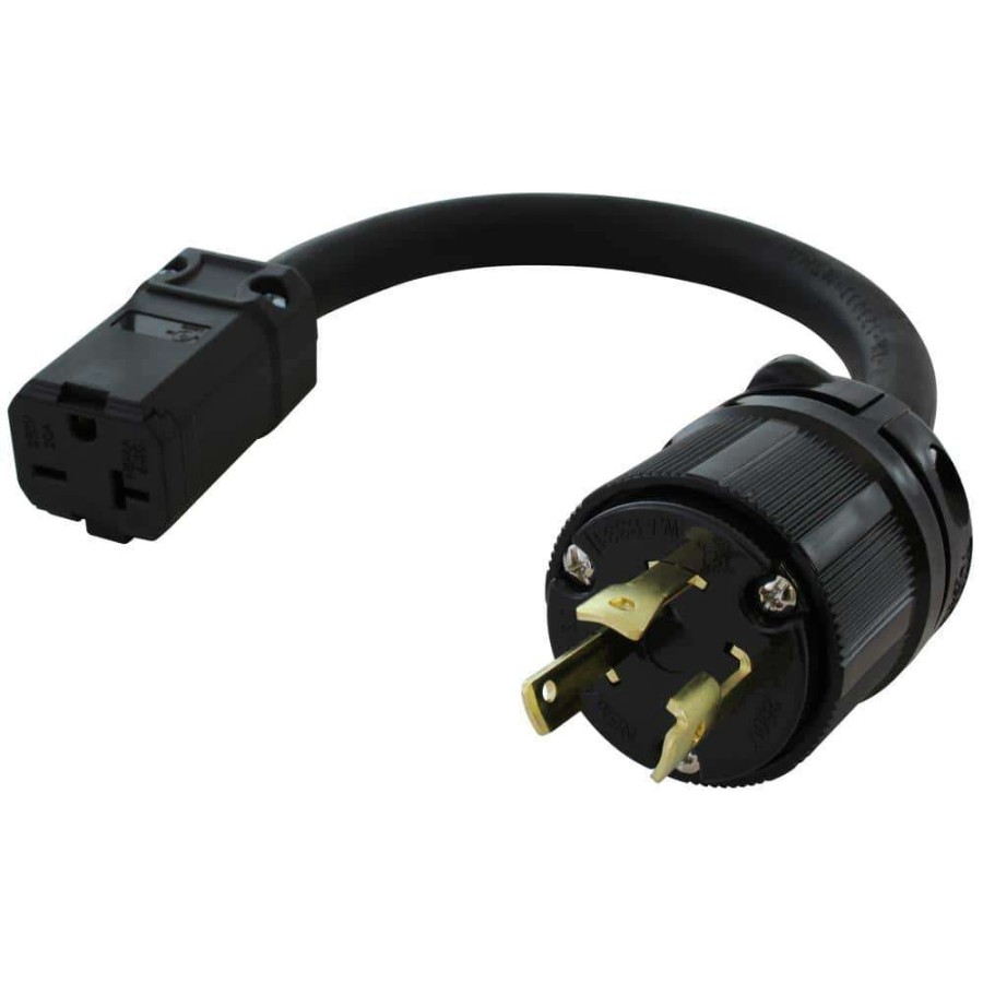 Extension Cord Accessories * | Ac Works 1 Ft. Soow 10/3 3-Prong L6-30 Male Plug To 6-15/20R 15/20A 250-Volt Connector