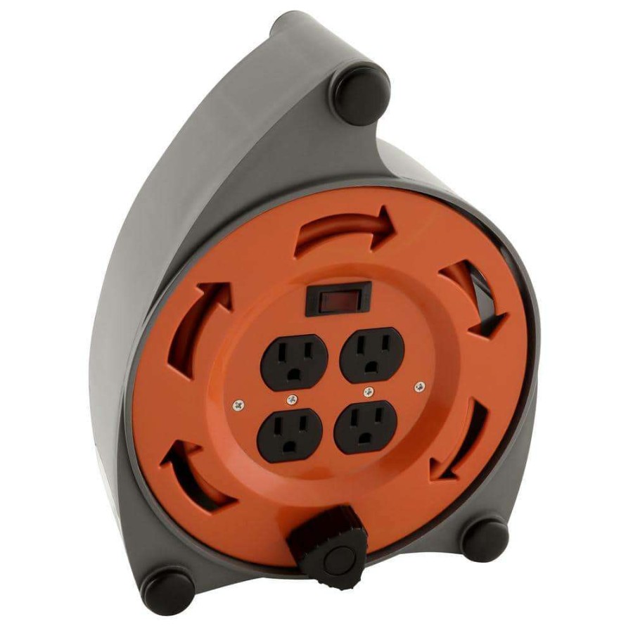 Extension Cord Reels * | Hdx 20 Ft. 16/3 Retractable Extension Cord Reel With 4-Outlets