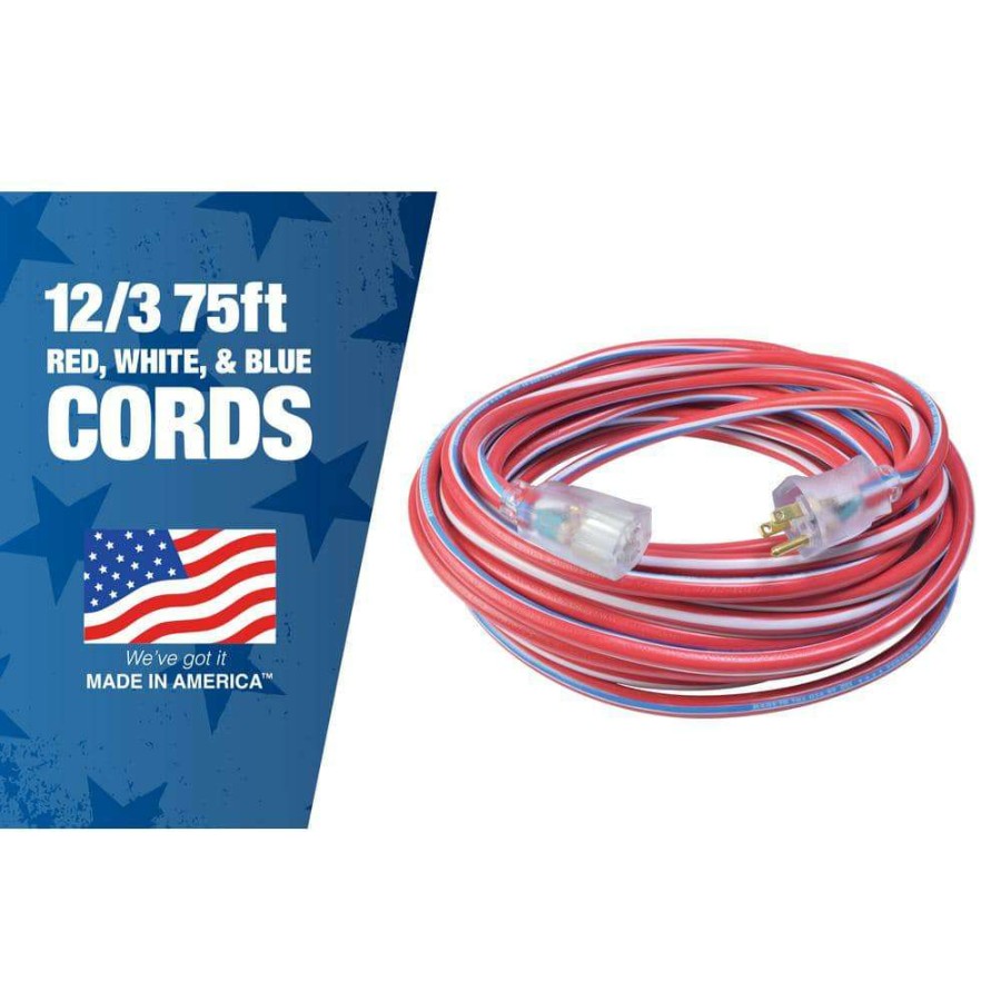 General Purpose Cords * | Southwire 75 Ft. 12/3 Sjtw Outdoor Heavy-Duty Extension Cord With Power Light Plug