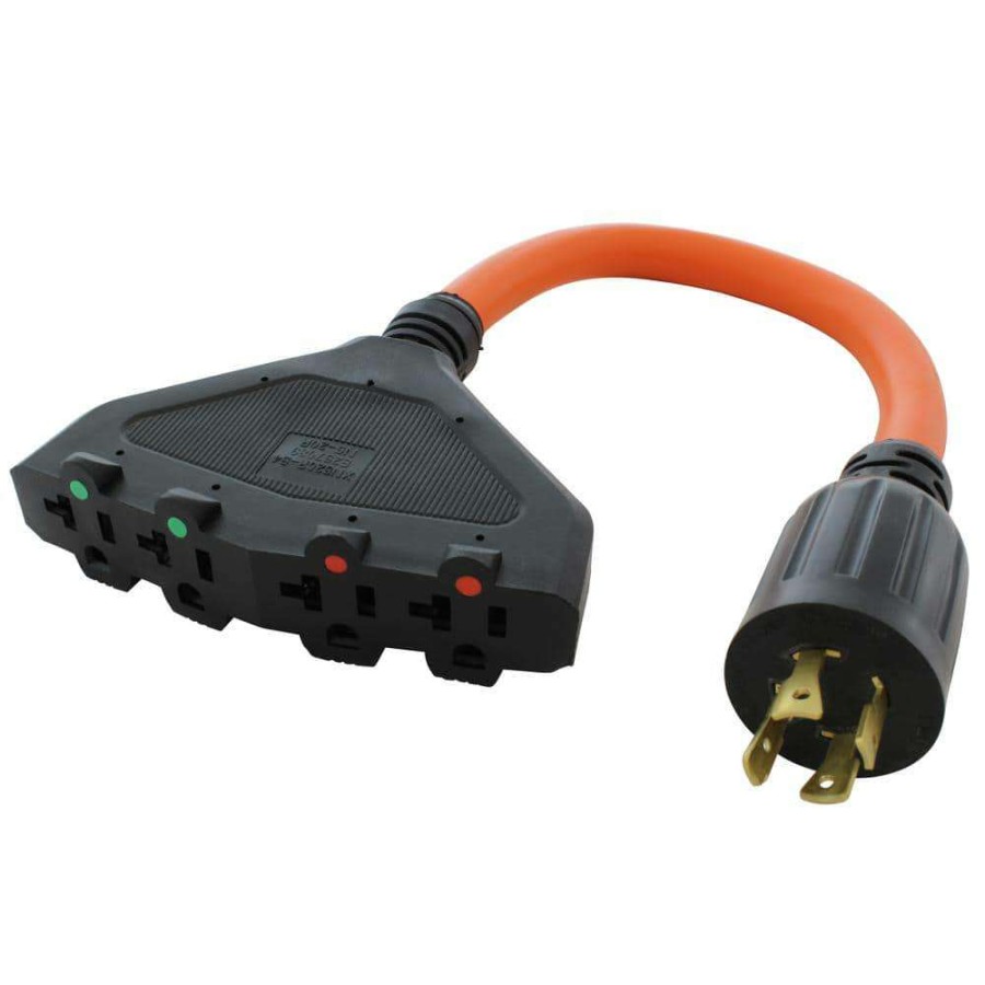 Generator Parts * | Ac Works 1.5 Ft. L14-20P Generator 4-Prong 20 Amp Plug To (4) Nema 5-15/20R 20 Amp Household Female Connectors Cord