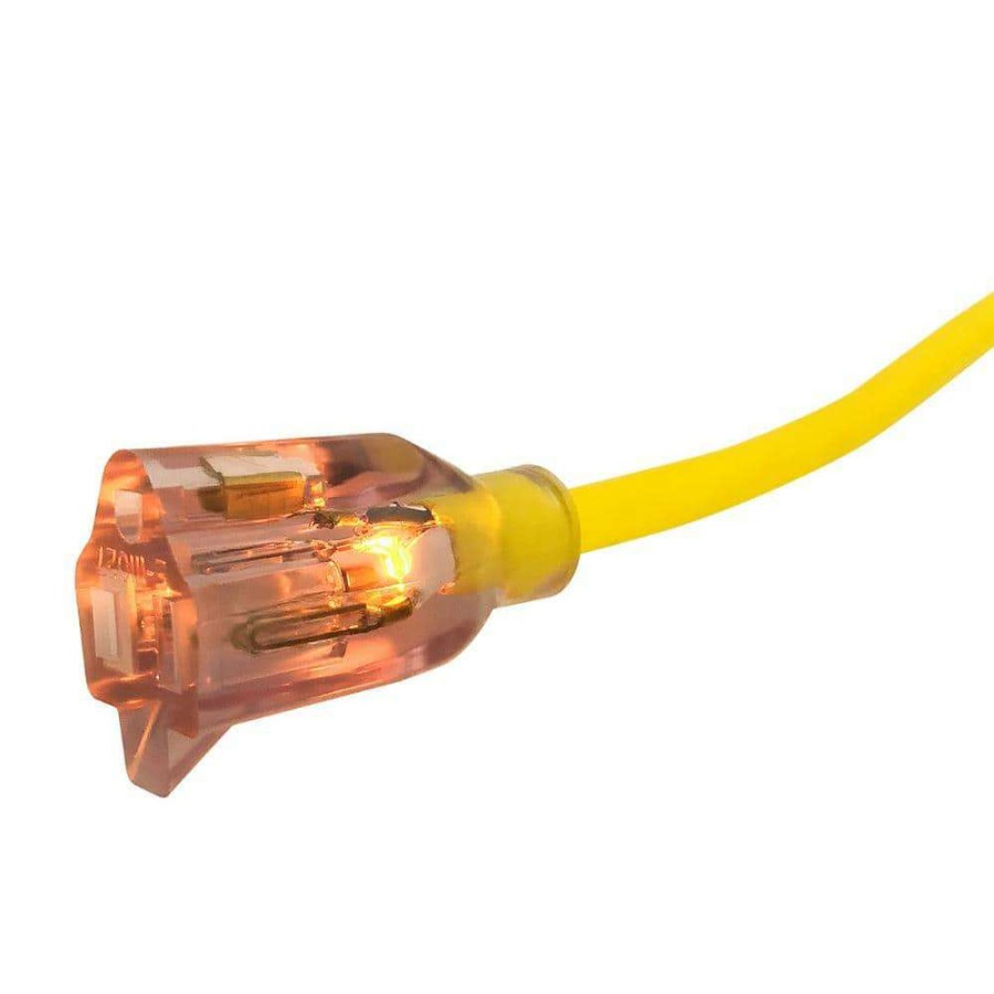 General Purpose Cords * | Us Wire And Cable Usw 50 Ft. 14/3 Yellow Extension Cord With Lighted Plug