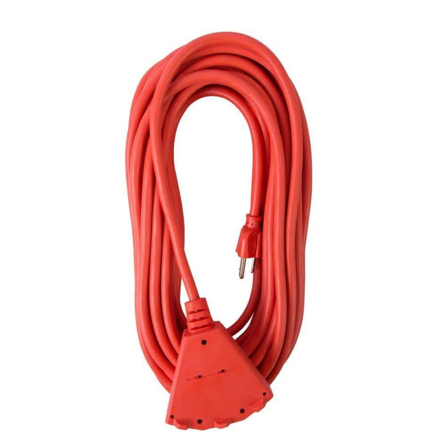 General Purpose Cords * | Bergen Industries 50 Ft. 14/3 Sjtw 15 Amp/125-Volt Outdoor Triple Tap Extension Cord, Orange