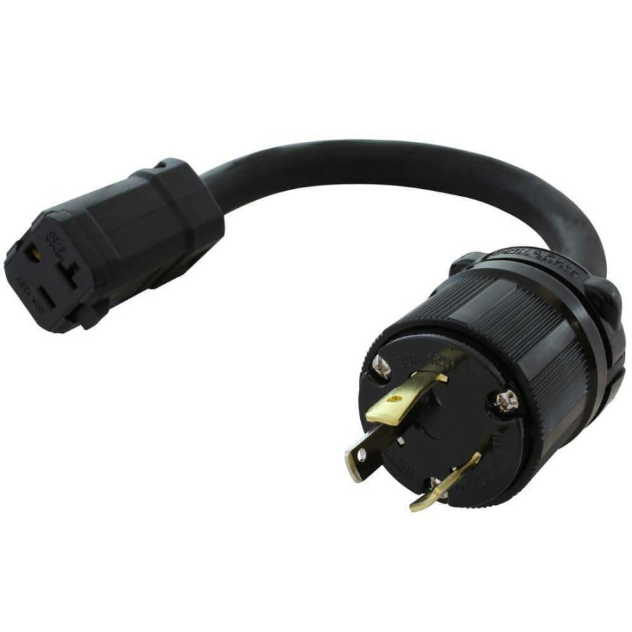 Extension Cord Accessories * | Ac Works 1Ft. Soow 10/3 3-Prong Nema L5-30P To 15 Amp/20 Amp Household Connector Adapter Cord