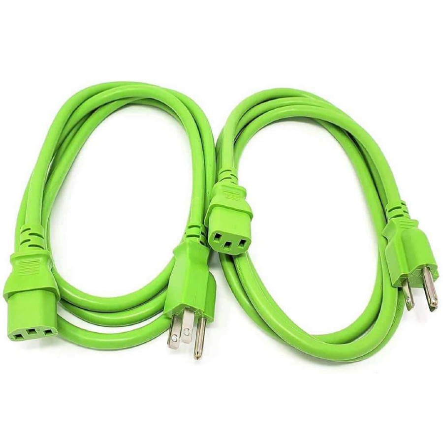 Appliance Extension Cords * | Micro Connectors, Inc 6 Ft. Ul Approved 18 Awg 10 Amp Power Cord (Nema 5-15P/C13) Green (2-Pack)