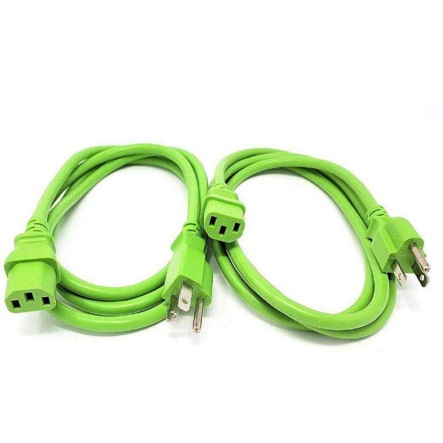 Appliance Extension Cords * | Micro Connectors, Inc 6 Ft. Ul Approved 18 Awg 10 Amp Power Cord (Nema 5-15P/C13) Green (2-Pack)