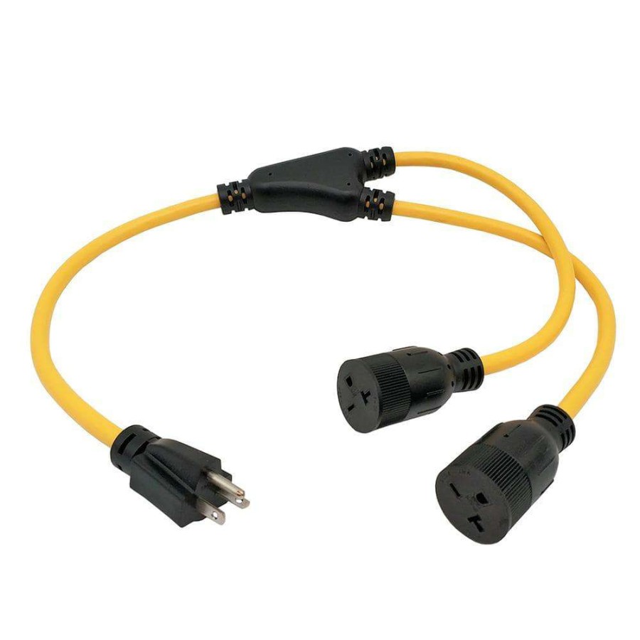 Appliance Extension Cords * | Parkworld 3 Ft. 12/3 3-Wire Nema 6-20 Splitter Nema 6-20P To (2) 6-20R T-Blade For 6-15R Receptacle Y Adapter Cord