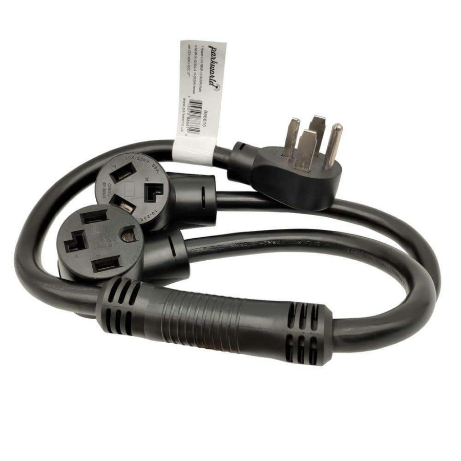 Appliance Extension Cords * | Parkworld 3 Ft. 10/4 4-Wire 30 Amp 125/250-Volt Dryer Y Adapter Cord Nema 14-30P Plug To 14-30R And 10-30R Receptacle