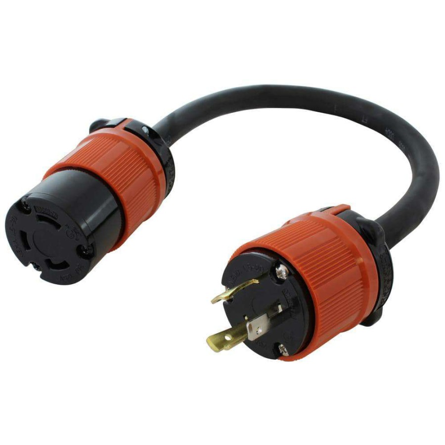 Extension Cord Accessories * | Ac Works 1.5 Ft. 20 Amp L5-20 Plug To L5-30R 30 Amp 125-Volt 3-Prong Connector