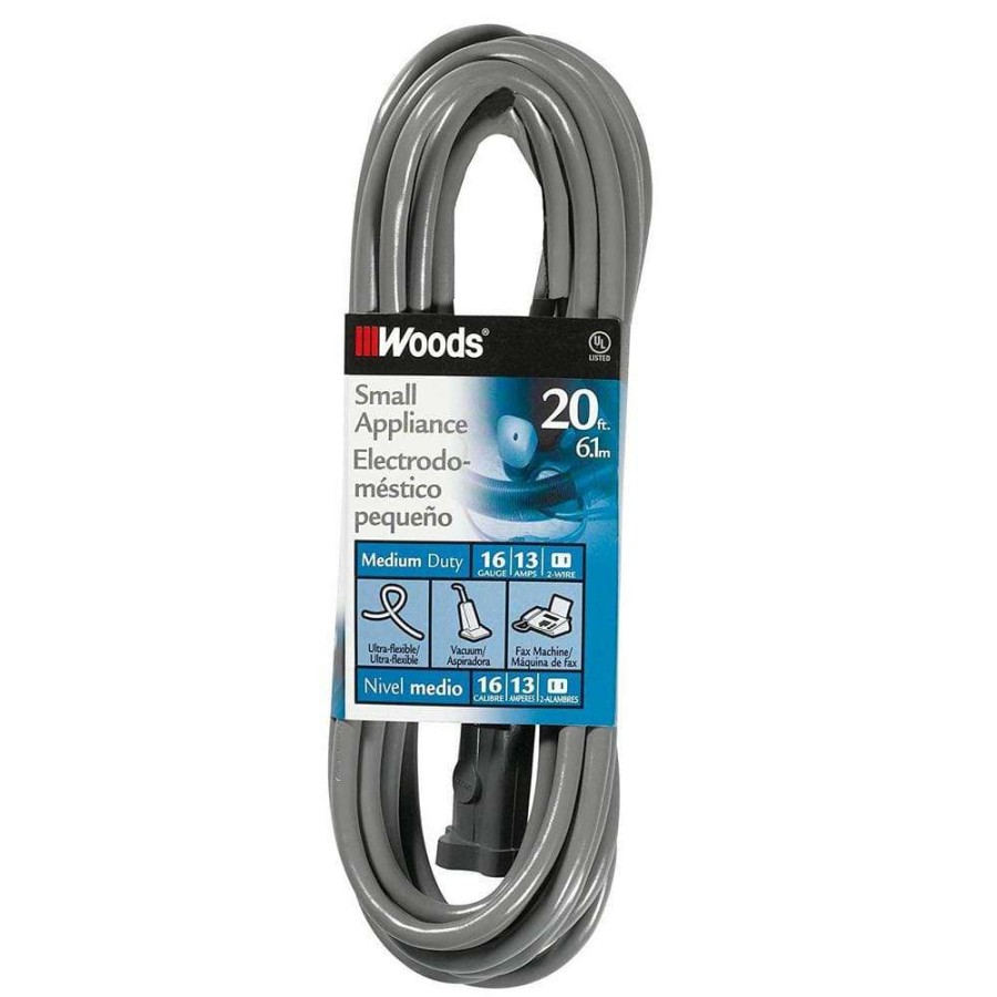 General Purpose Cords * | Woods 20 Ft. 16/2 Svt Small Appliance Extension Cord, Gray