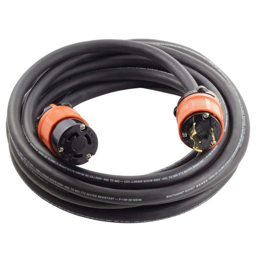 General Purpose Cords * | Ac Works 25 Ft. Soow 10/3 Nema L6-30 30 Amp 250-Volt Rubber Extension Cord