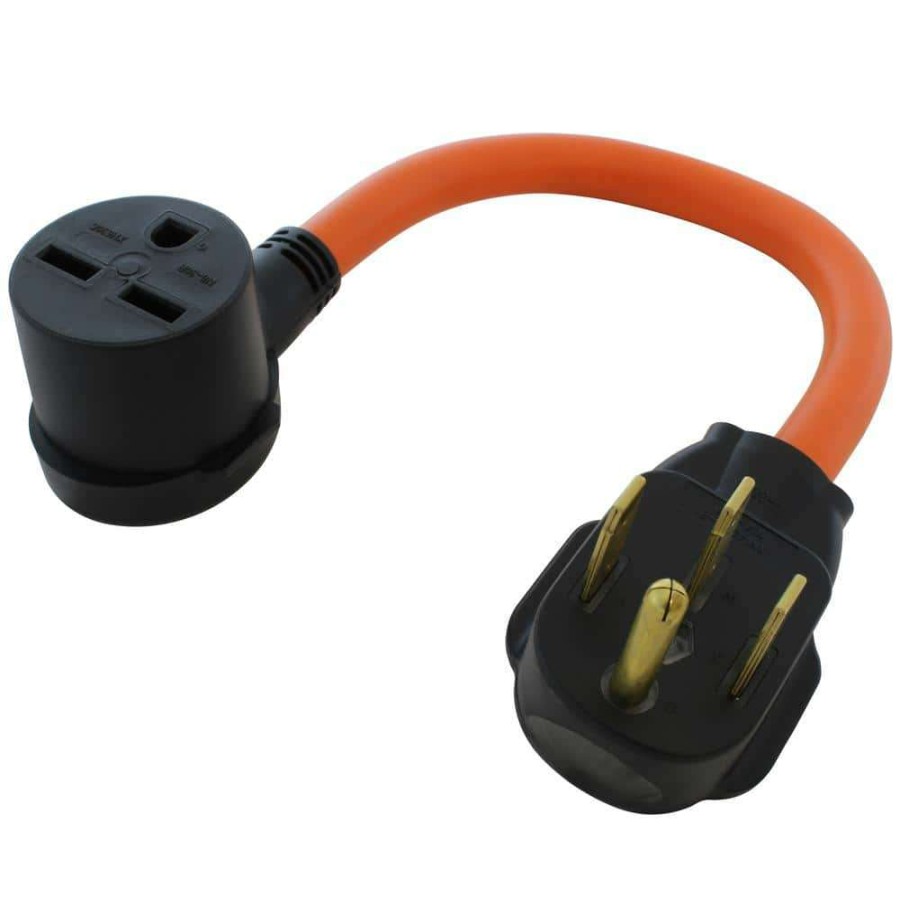 Extension Cord Accessories * | Ac Works 1.5 Ft 14-50P 4-Prong Range/Generator Plug To 6-30R 3-Prong 30 Amp 250-Volt Hvac Female Adapter