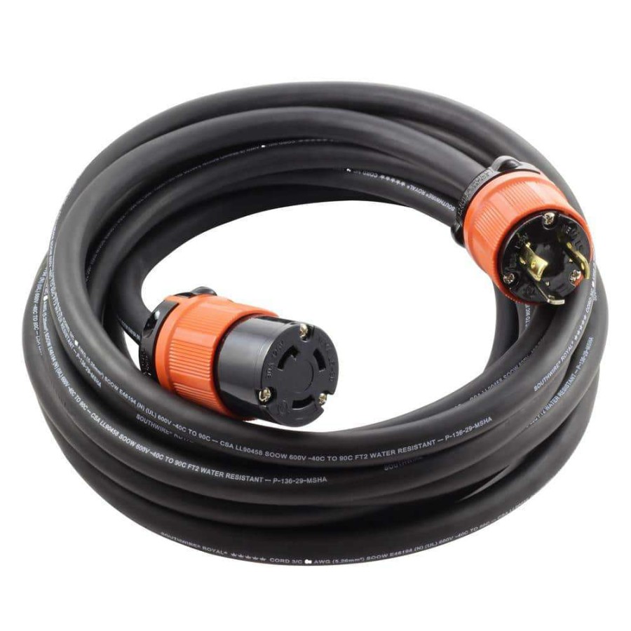 Generator Parts * | Ac Works 50 Ft. Soow 10/3 3-Prong Nema L5-30 125-Volt 30 Amp Generator Rubber Extension Cord