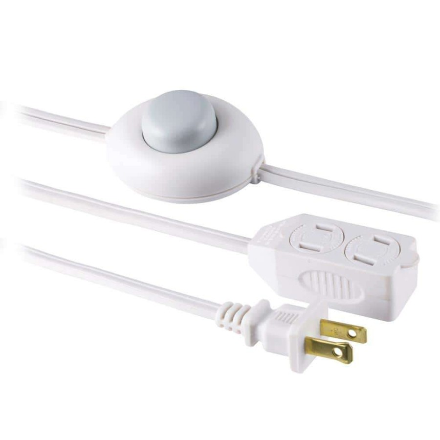 General Purpose Cords * | Ge 12 Ft. 16/3 3-Outlet Polarized Extension Cord With Power Switch, White