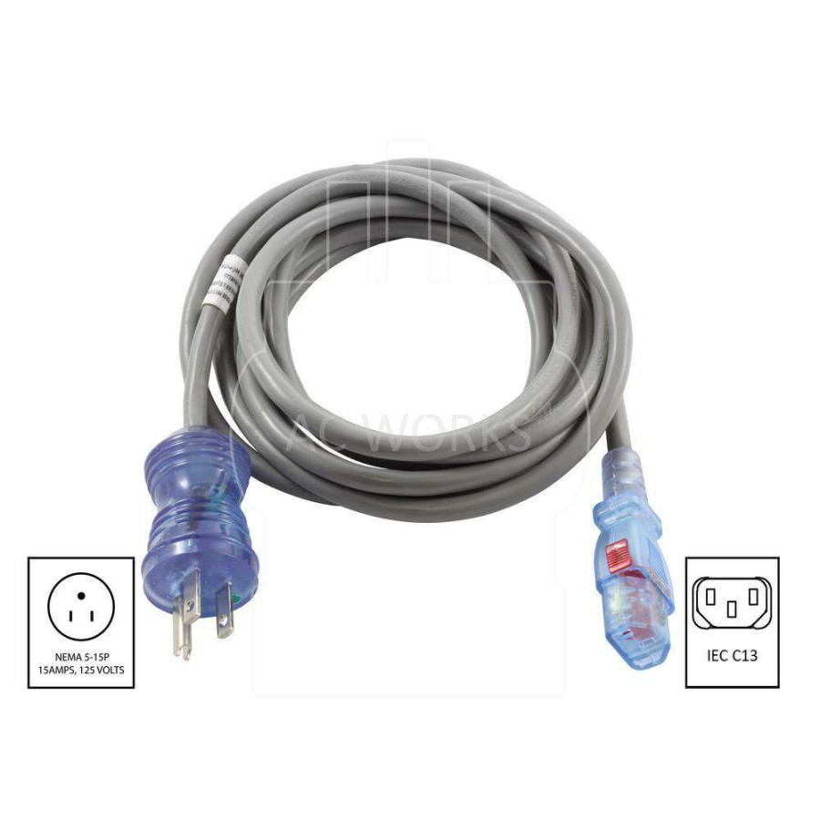 Extension Cord Accessories * | Ac Works Ac Connectors 10 Ft. 18/3 10 Amp Medical Grade Power Cord With Locking Iec C13