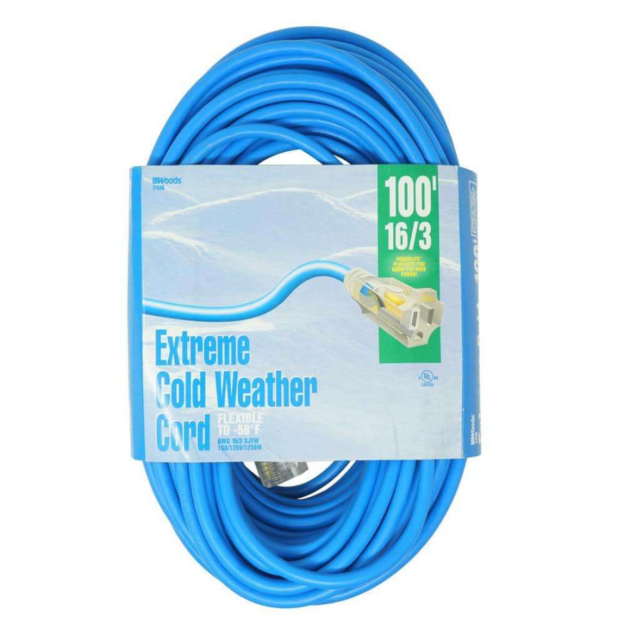 General Purpose Cords * | Southwire 100 Ft. 16/3 Sjtw Cold Weather Outdoor Light-Duty Extension Cord